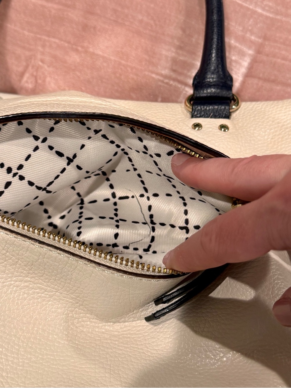 Kate Spade Cream White & Navy Handbag Purse Crossbody Leather Grant Park Alida - Picture 12 of 15